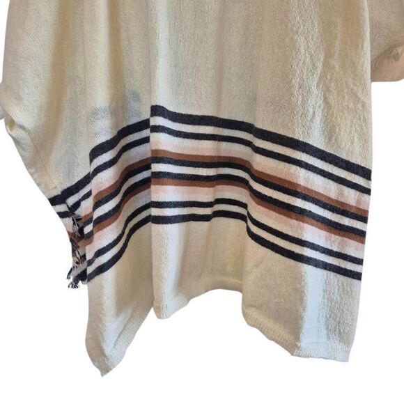 Melrose & Market Women's Cream Poly Knit w Gray & Brown Stripe Accents Open Fron - Picture 7 of 13